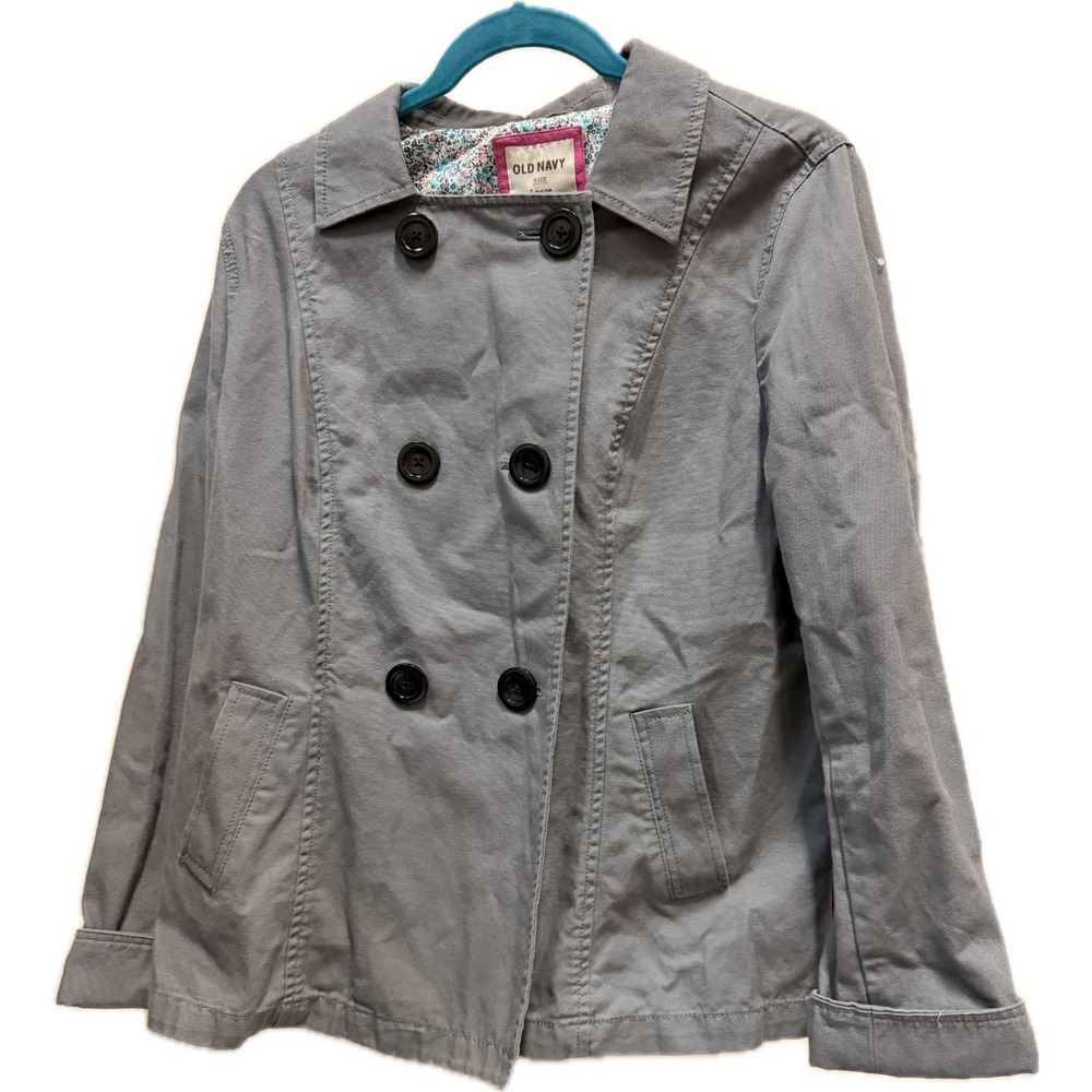 Gap Womens Gray  Cotton Canvas Utility Field Jacket Floral Trim RN 54023